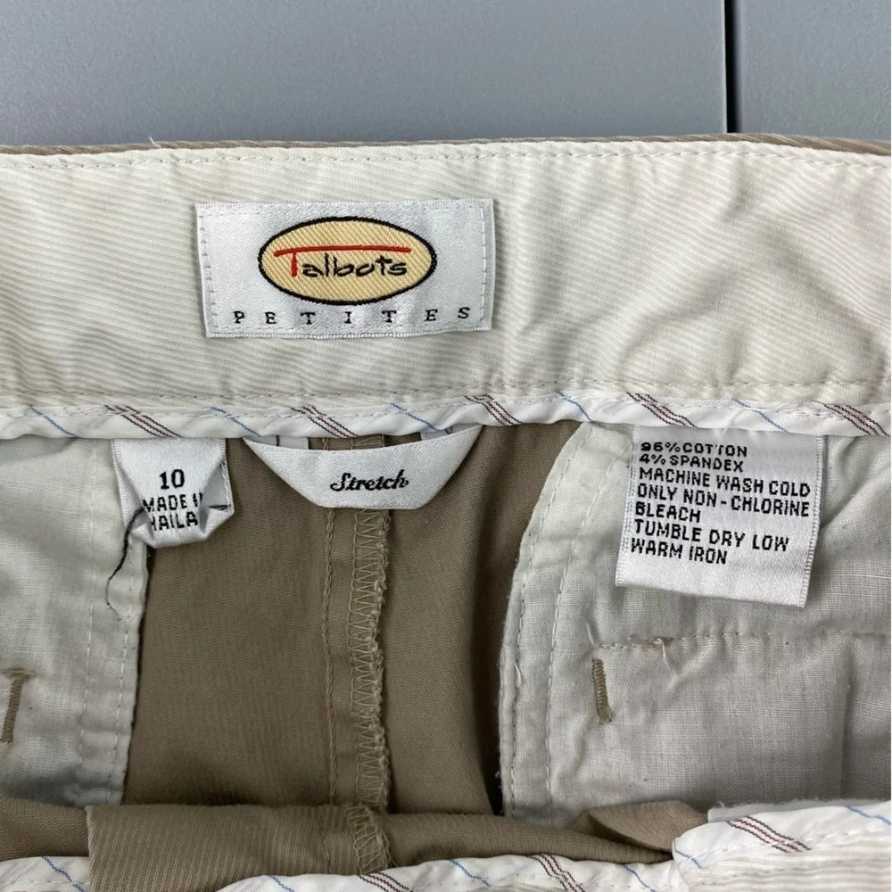 Talbots khaki tan fine ribbed ankle pants wms sz 10P
